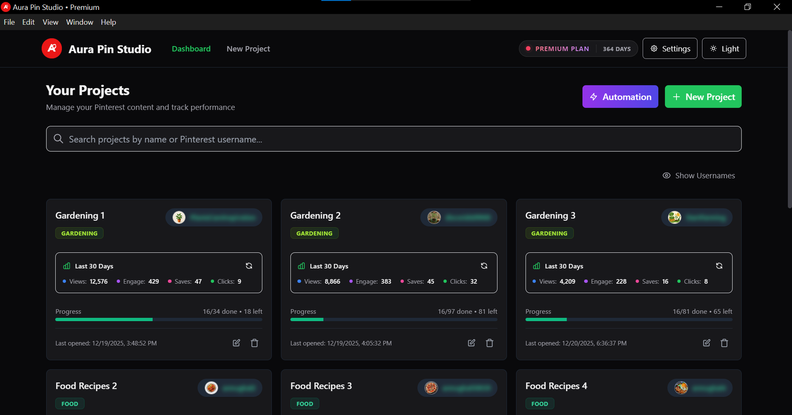 Aura Pin Studio Dashboard Screenshot