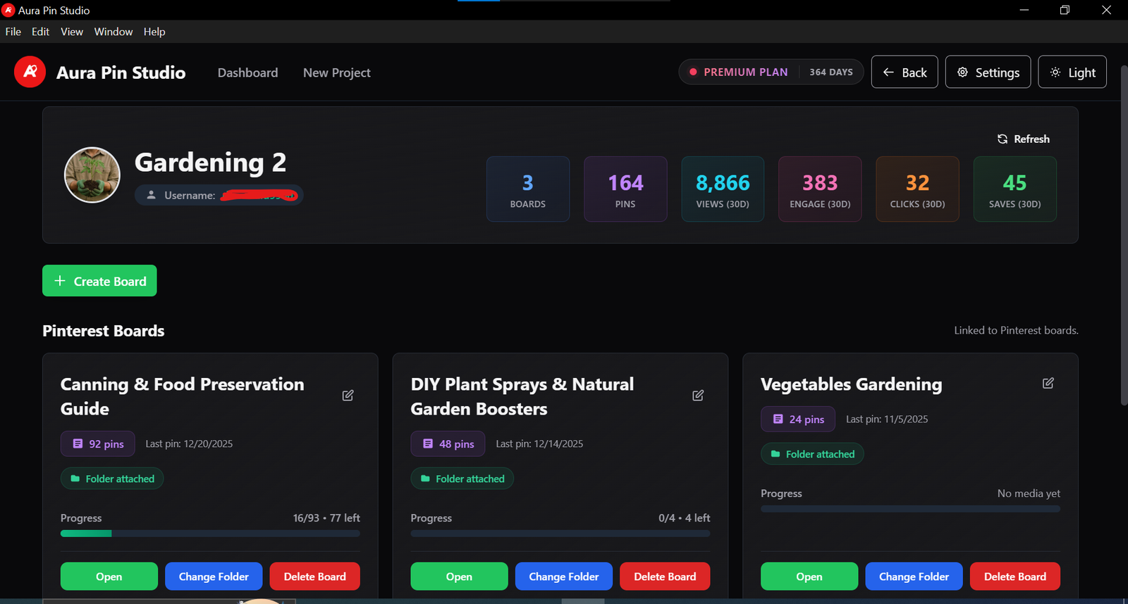 Aura Pin Studio - Project Home Screen